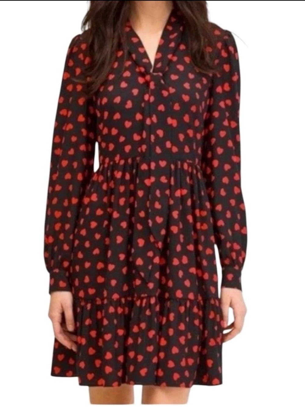 kate spade New York Heartbeat Print and Tie-Neck Dress, Size 4